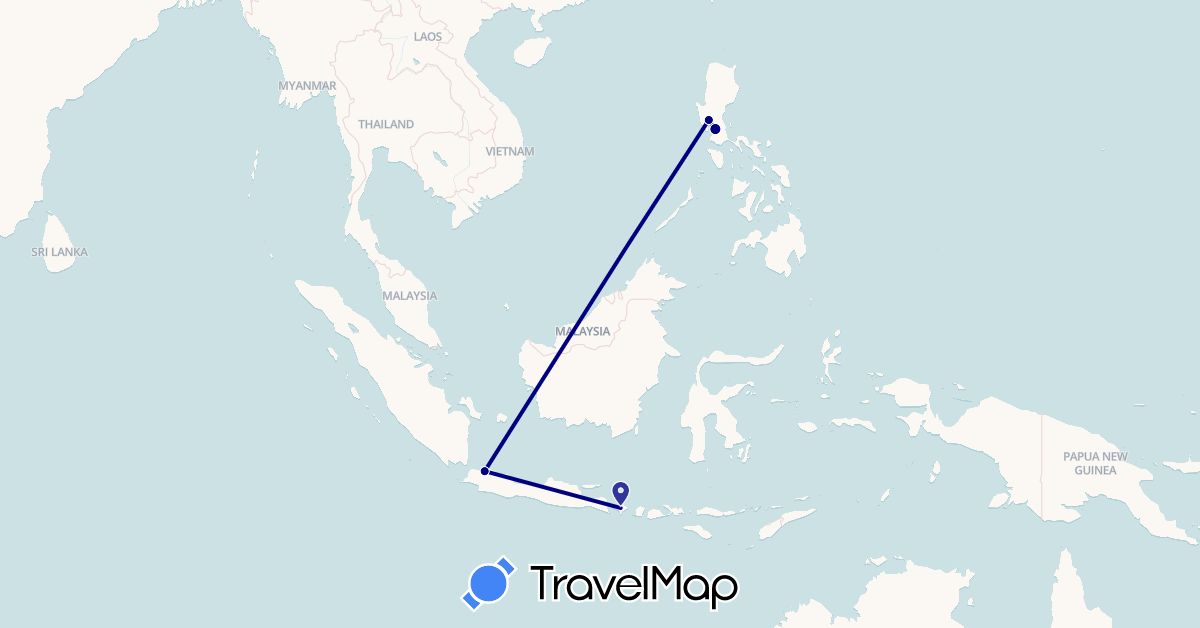 TravelMap itinerary: driving in Indonesia, Philippines (Asia)
